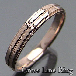 ピンクゴールドK18 クロス メンズリング K18PG アクセサリー 記念日 贈り物 オシャレ指輪